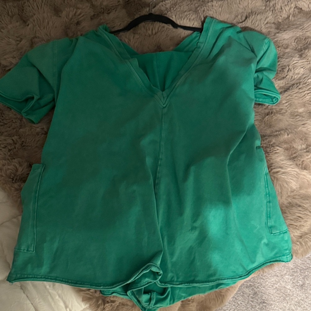FP Movement by Free People Green V-Neck Short Sleeve Tee
